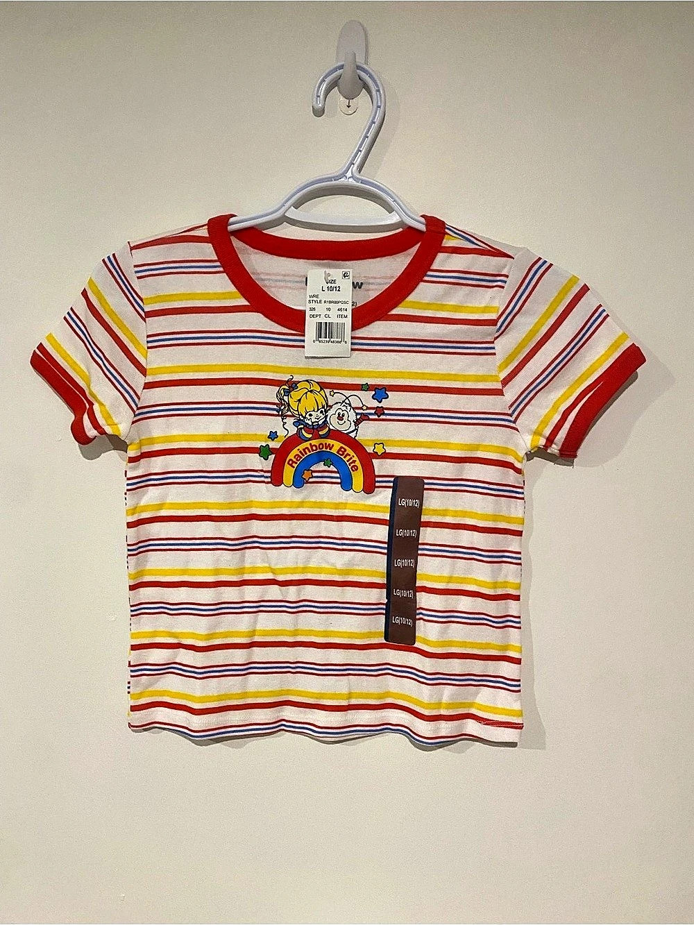 Rainbow Brite Striped Tee White & Red Girls Large